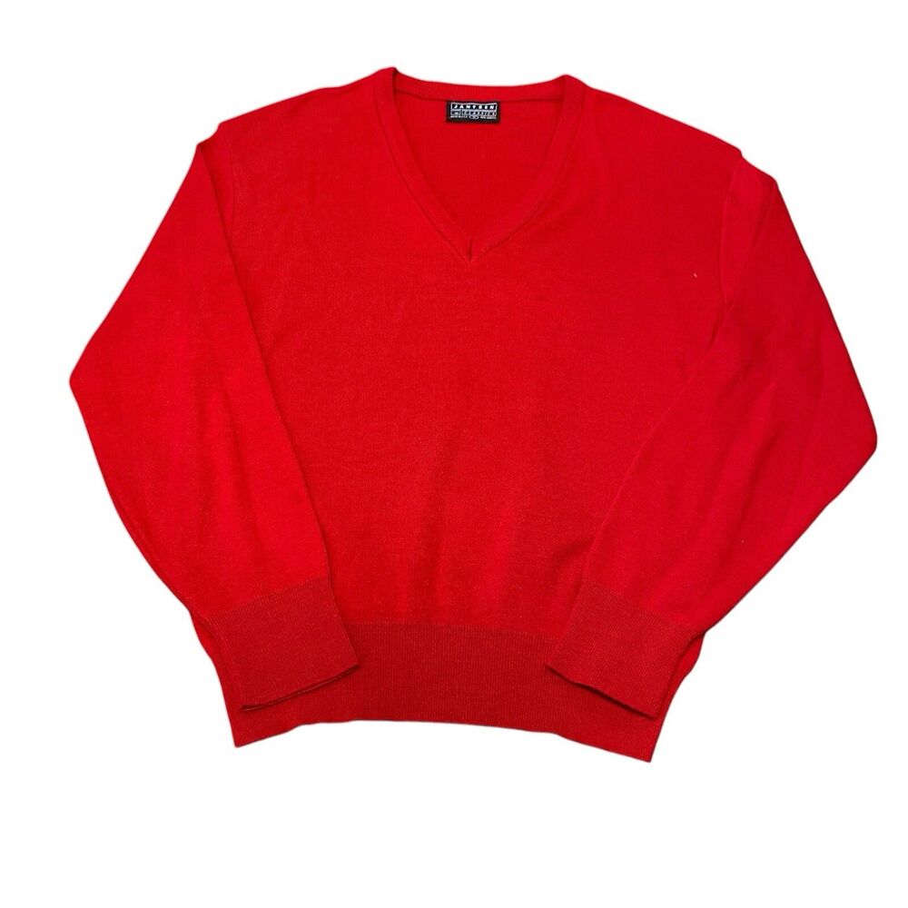 Vintage Men’s Jantzen Classics V Neck Sweater Pullover Red M USA Made Y2k 90s